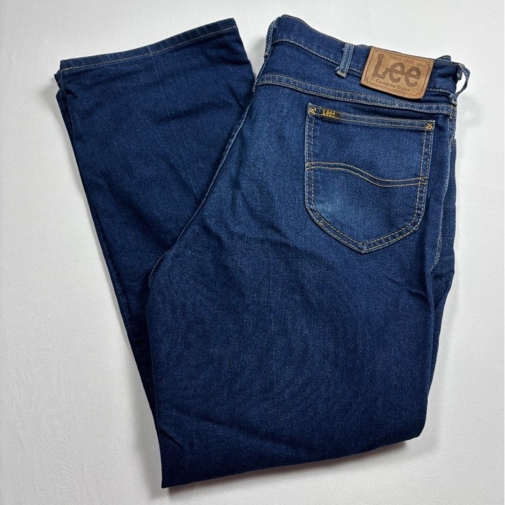 Lee Mens Jeans 40x30 Blue Denim Straight Leg Classic 5 Pocket Made in USA